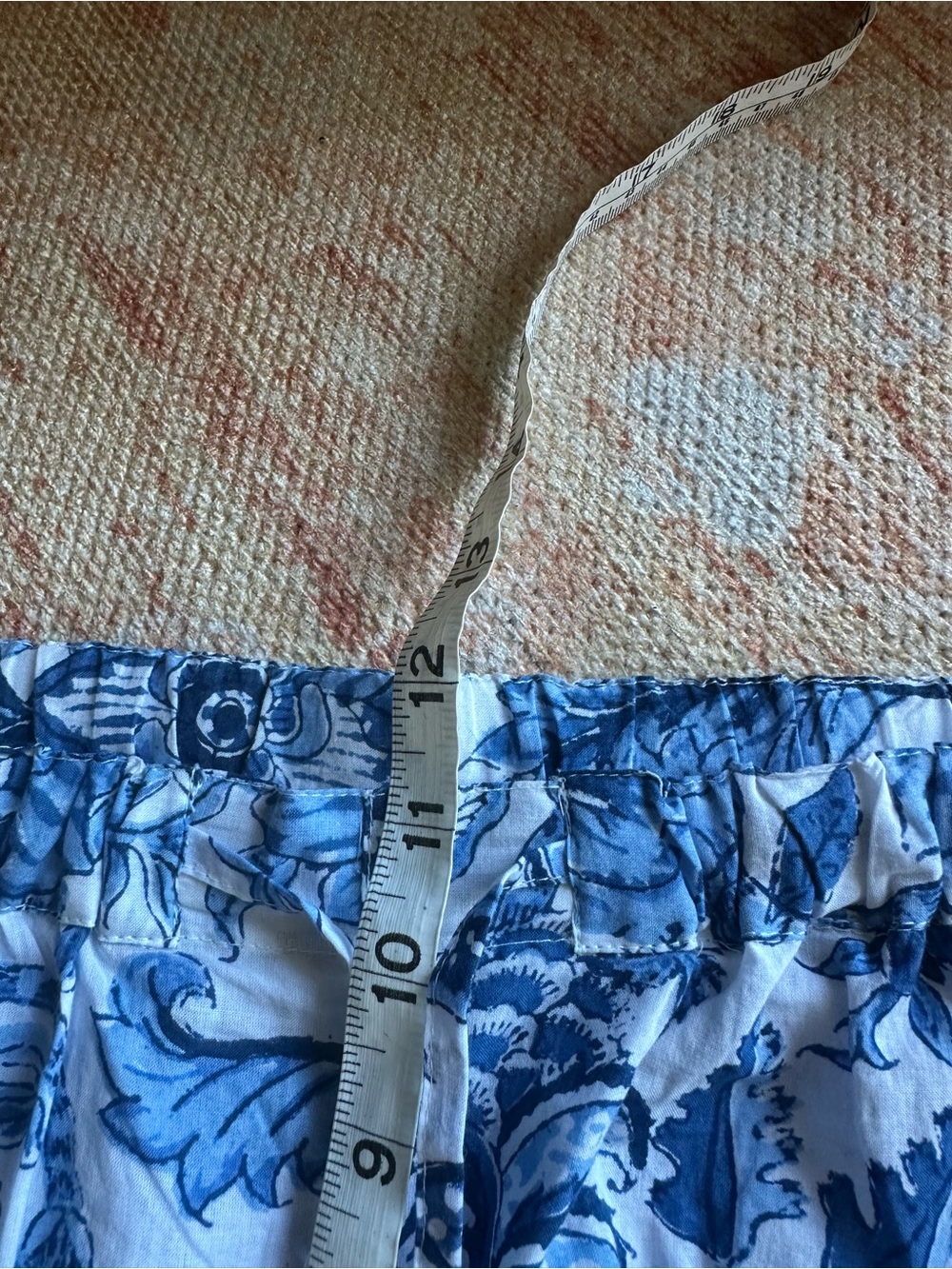 ANOKHI cotton drawstring blue and white floral beach pants size small - Picture 5 of 6